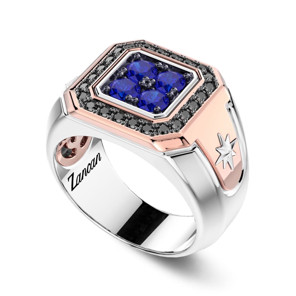 ZANCAN Couture Sapphire férfi arany gyűrű
